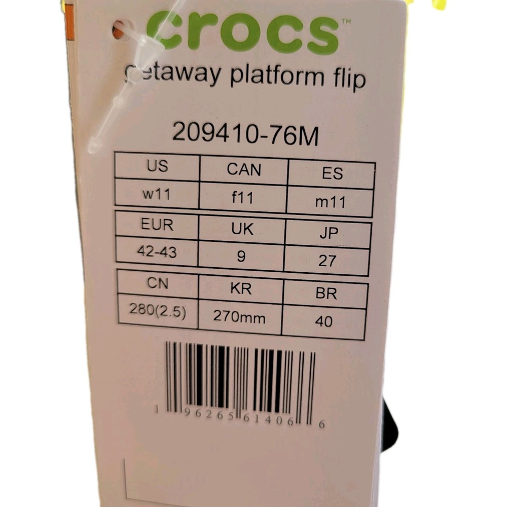 Crocs Getaway Platform Flip Sandals Yellow Women's W11 Comfort Slides NEW - Picture 3 of 3